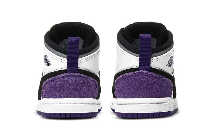 Детские кроссовки Jordan Air Jordan 1 Mid SE (черно-бело-фиолетовый) — Чёрный / белый / фиолетовый — фото 6