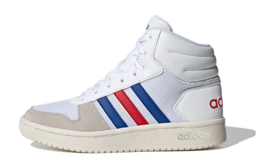 Adidas Neo Hoops 2.0 Mid K Abrasion Resistant Breathable Mid top Vintage Basketball Shoes White Kids'