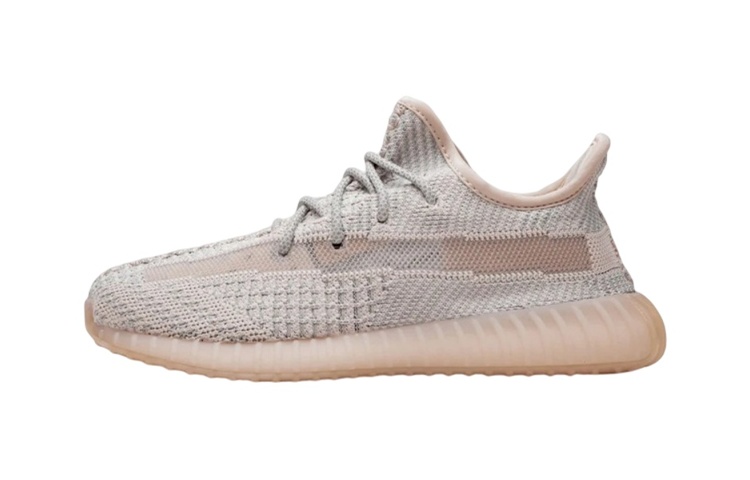 Adidas originals Yeezy Boost 350 V2 Angel \"Synth\" Shock Absorbing and Wear Resistant Low Top Children's Casual Shoes Light Pink Shoe Lace Reflective Version Small and Medium Children