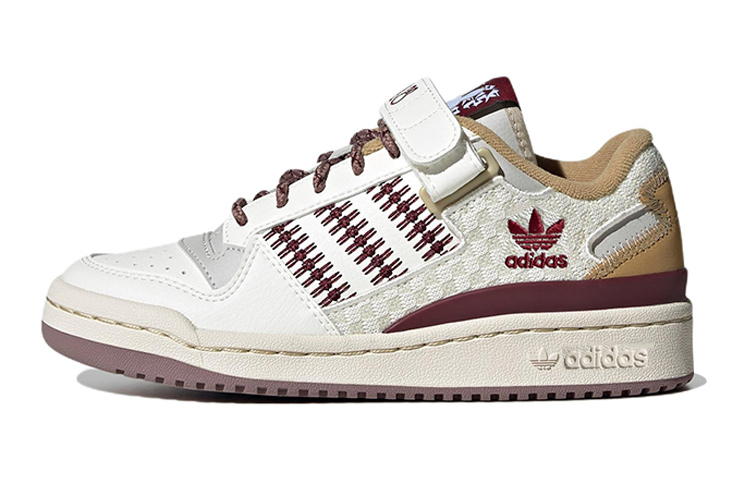 Adidas originals FORUM Low leather trendy casual wear-resistant low-top children's sneakers white and yellow