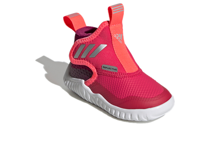 Детские кроссовки adidas (розовые с белым) — Розовый / белый / серебристый — фото 4