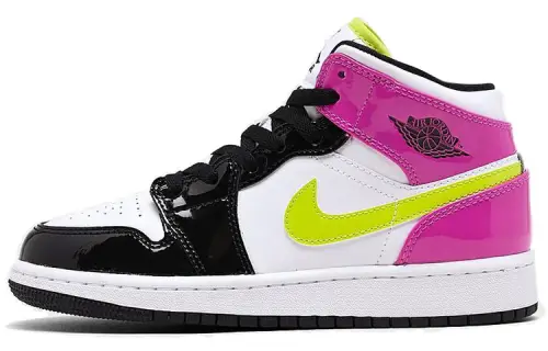 Jordan 1 Mid White Black Cyber Pink GS