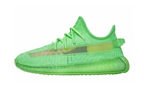 Adidas originals Yeezy Boost 350 V2 luminous green Glow in the Dark wear-resistant shock-absorbing low-cut sports and casual shoes luminous green children and middle-aged children