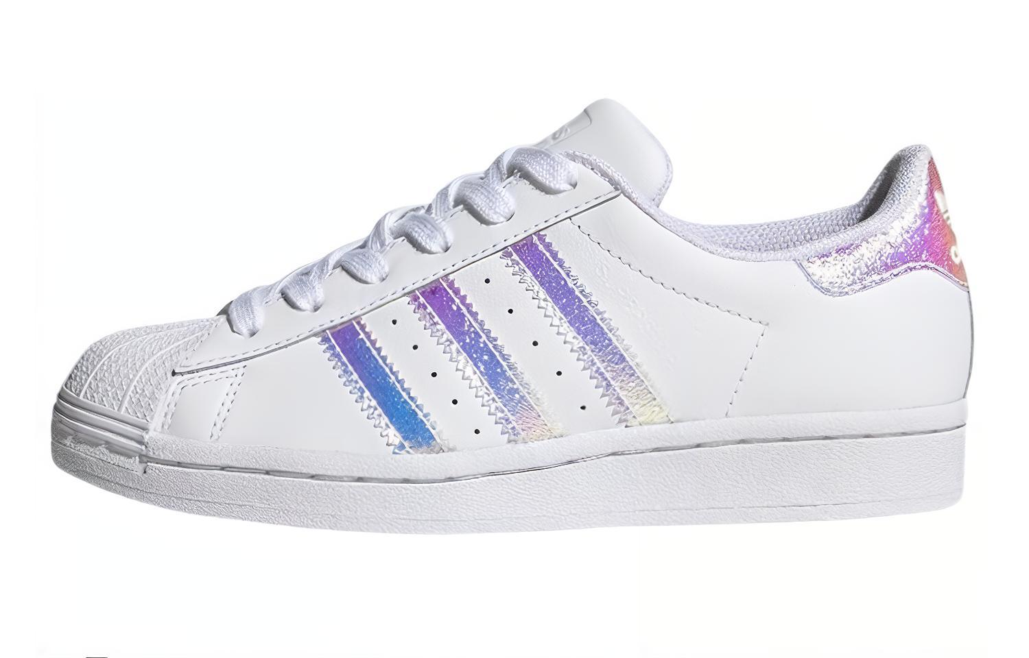 Женские кеды adidas originals SUPERSTAR J (бело-розово-фиолетовые)