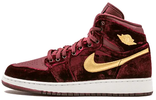 Jordan Air Jordan 1 Leather Ret Hi PREM HC GG VELVETGS High Top Basketball Shoes Velvet Gold Unisex