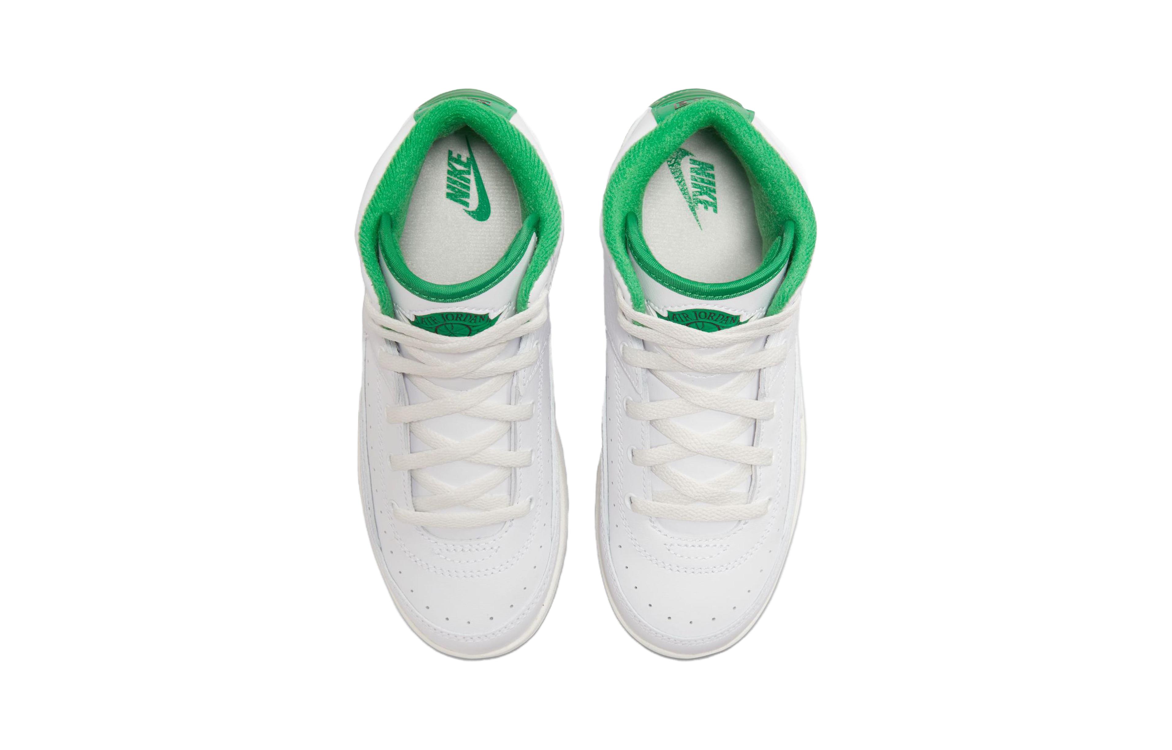 Детские кроссовки Jordan Air Jordan 2 "Lucky Green" PS (бело-зеленые) — Белый / зелёный — фото 6