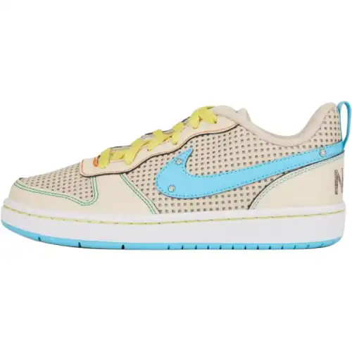 Nike Court Borough LOW RECRAFT BG Casual Series Fashionable and Comfortable GS Low-top Sneakers Beige/Blue Same Style for Men and Women