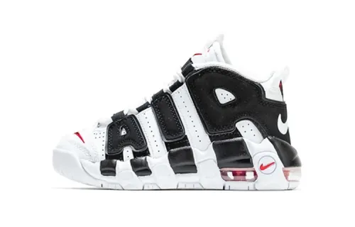 Nike Air More Uptempo Panda Pippen Big Air Shock Absorption Mid Top Retro Basketball Shoes Black and White Children's Style