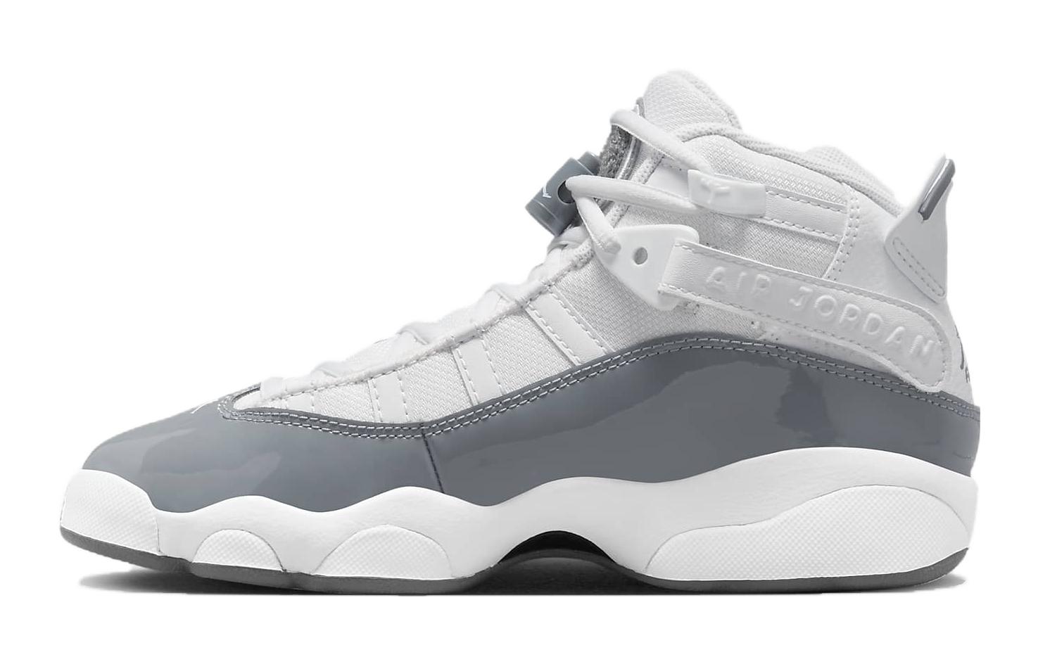 Jordan Air Jordan 6 Rings Slip Resistant Anti Kick Cushioning Mid top Basketball Shoes White Unisex