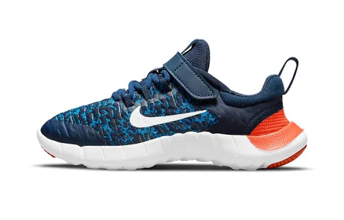 Nike Free RN 2021 low-top children's running shoes blue and orange for small and medium-sized children