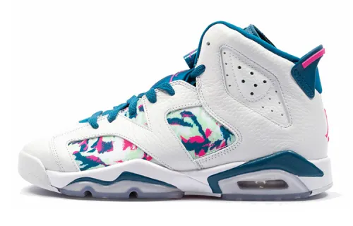 Jordan 6 Retro White Laser Fuchsia Green Abyss GS
