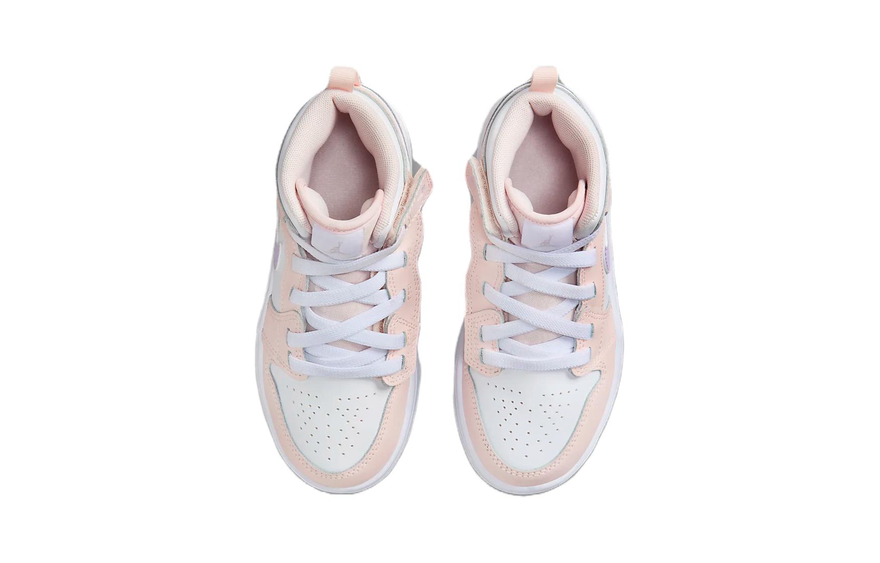 Детские кроссовки Jordan Air Jordan 1 Mid (розово-бело-фиолетовый) — фото 5
