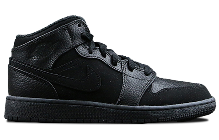 Кроссовки Air Jordan 1 Mid GS (черно-глянцевые) — фото 3