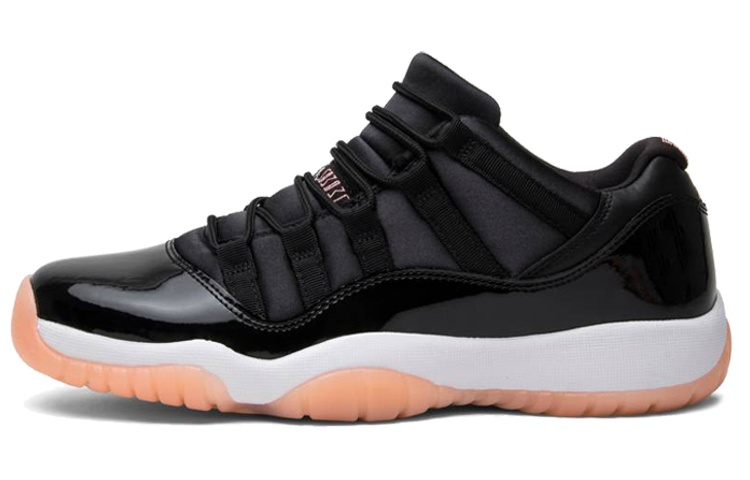 Jordan Air Jordan 11 Retro Low Bleached Coral mesh, comfortable and versatile, lightweight, low-top, children's basketball shoes, black pink, same style for men and women