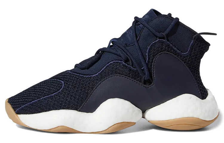 Adidas Originals Crazy BYW J Cushioning Mid top Basketball Shoes Navy Blue White Teenagers
