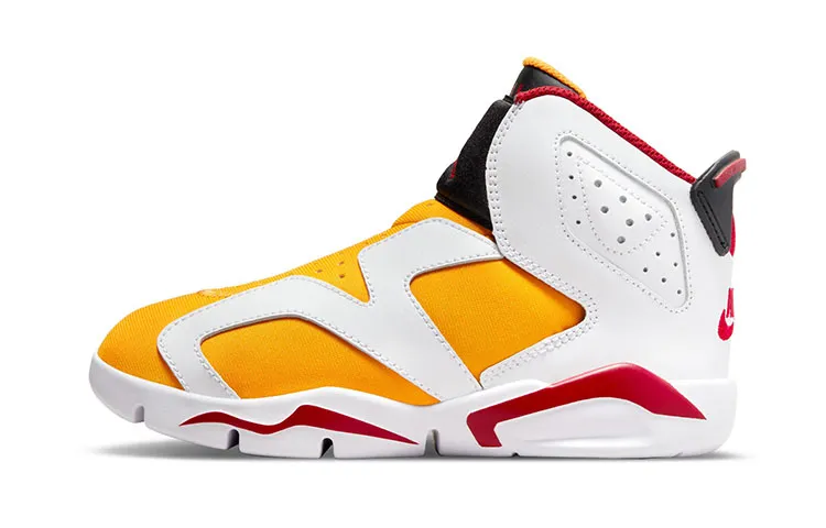 Jordan Air Jordan 6 Mid top Children's Basketball Shoes White Yellow Children Aged 3 7 Years Old