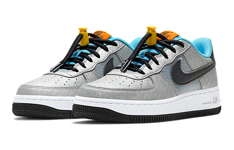 Кеды Nike NikeAir Force 1 GS (серебристо-синие) — Серебристыйсиний — фото 5