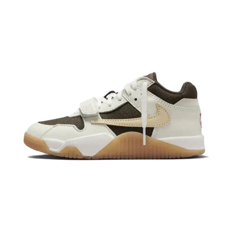 Детские кроссовки Travis Scott x Jordan Jumpman Jack TR PS (коричнево-белые)