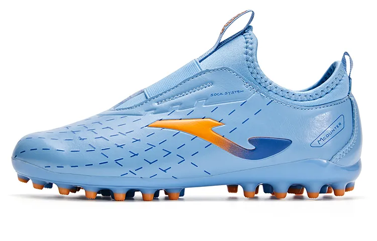 Joma Synthetic Leather Slip Resistant Abrasion Resistant Low top MG Soccer Shoes Light Blue Kids'