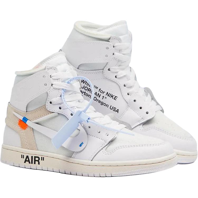 Кроссовки Jordan × OFF-WHITE Air Jordan 1 Retro High White GS (белые) — фото 2