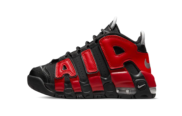 Детские кроссовки Nike Air More Uptempo (черно-красные)