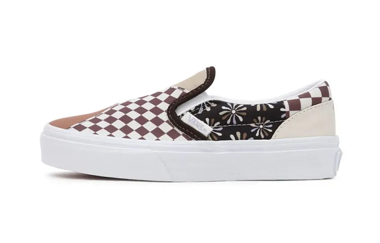 Vans Slip on Checkerboard Low top Kids' Skateboarding Shoes Beige Brown Children Aged 3 7 Years Old