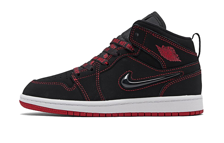 Детские кроссовки Jordan JordanAir Jordan 1 Mid SE (черно-красные)