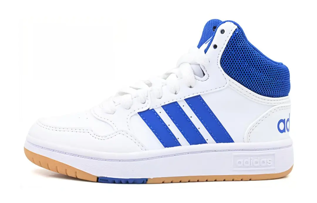 Adidas Neo Hoops Mid 3.0 K Slip Resistant Abrasion Resistant Mid top Children's Basketball Shoes White Blue Kids'