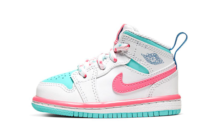 Детские кроссовки Jordan Jordan Air Jordan 1 Mid (белогорозовосиний)