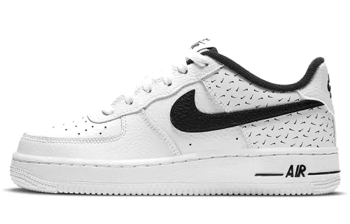Nike Air Force 1 GS Synthetic Leather Slip Resistant Abrasion Resistant Low top Skateboard Shoes Black White Unisex