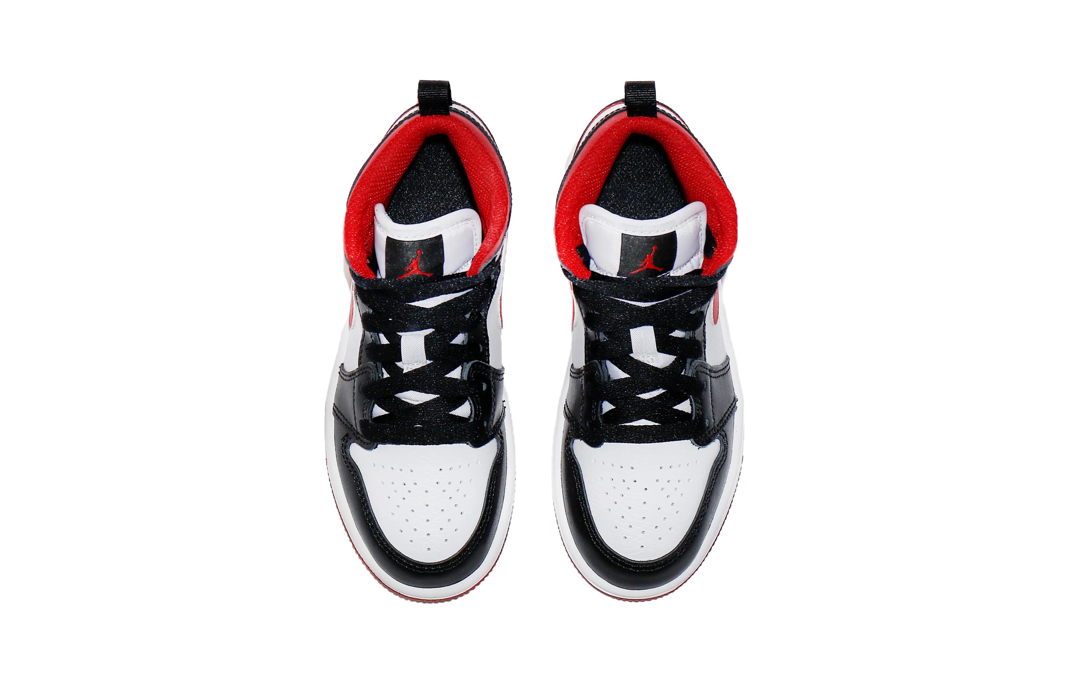 Детские кроссовки Jordan Air Jordan 1 mid (черно-бело-красная) — Чёрный / белый / красный — фото 5