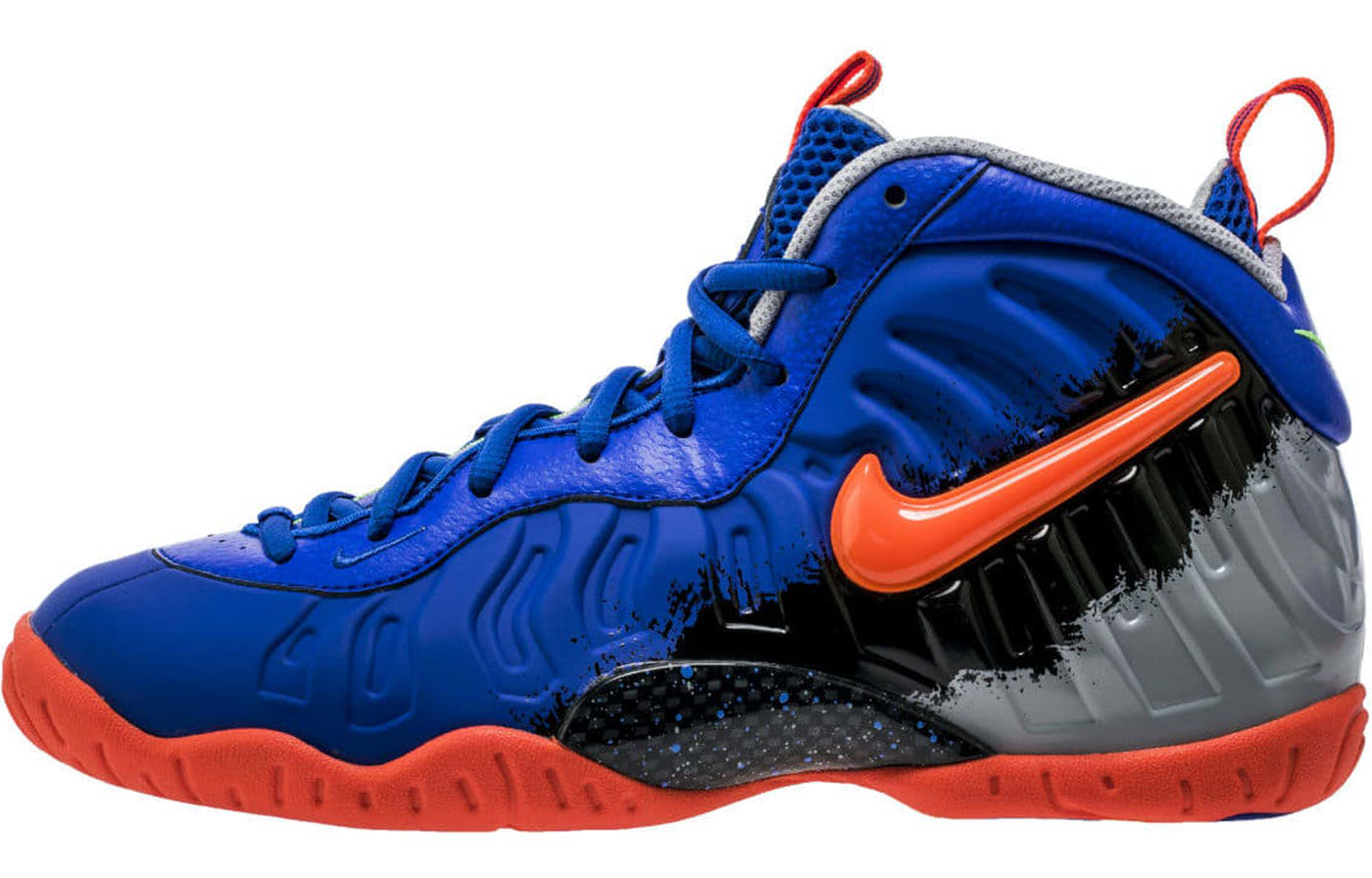 Кроссовки Nike NikeFoamposite Pro Air Nerf GS (сине-оранжево-серые)