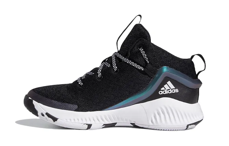 Adidas Lockdown J Mid top Children's Basketball Shoes Black White Teenagers