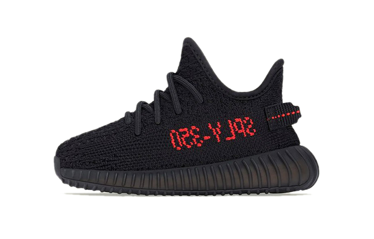 Adidas originals Yeezy Boost 350 V2 black and red letters \"Bred\"low top sports and casual shoes black and red infants