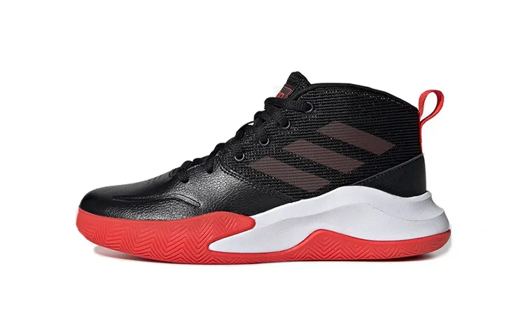 Adidas OwnTheGame Me Rebound Mid top Basketball Shoes Black Red Kids'
