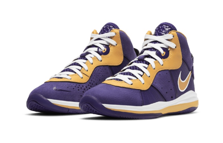 Кеды Nike Lebron 8 Hardwood Classics (желто-фиолетовые) — фото 4