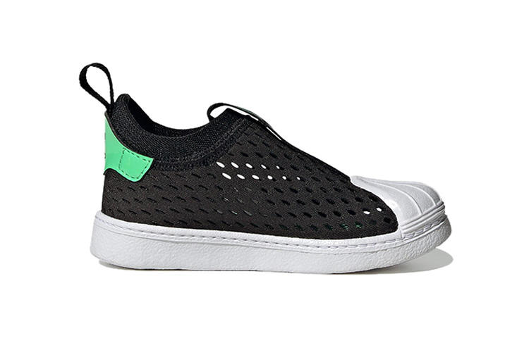 Детские кеды adidas originals SUPERSTAR 360 2.0 (черно-бело-зеленые) — Чёрный / белый / зелёный — фото 3