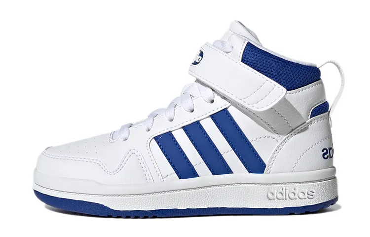 Adidas Neo Postmove Synthetic Leather Abrasion Resistant Mid top Children's Basketball Shoes White Kids