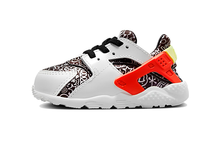 Детские кроссовки Nike Huarache Run SE TD (бело-черно-красные)
