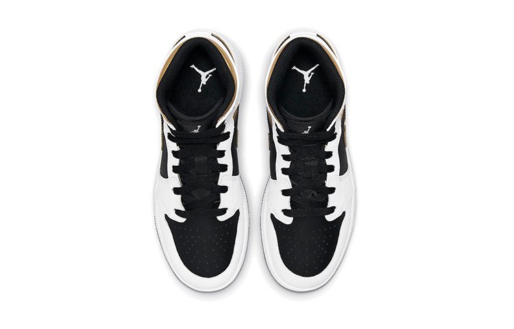 Кеды Jordan Air Jordan 1 Mid (бело-черно-золотые) — фото 6