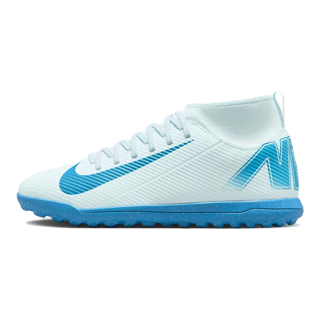 Nike Assassin Series 16 Flexible and Lightweight, Anti-slip and Breathable Middle-top Children's Football Shoes White and Blue Children's Model
