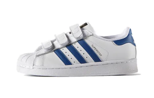 Adidas originals SUPERSTAR CF Velcro casual low top children's shoes white and blue children's