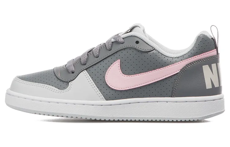 Nike Court Borough Low Synthetic Leather Slip Resistant Abrasion Resistant Low top Skateboard Shoes Gray Pink Unisex