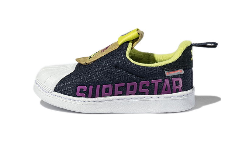 Детские кеды adidas originals Superstar (черно-пурпурные)