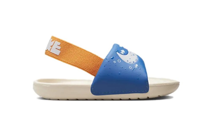 Детские шлепанцы Nike Kawa SE (желто-синий) — Жёлтый / синий — фото 4