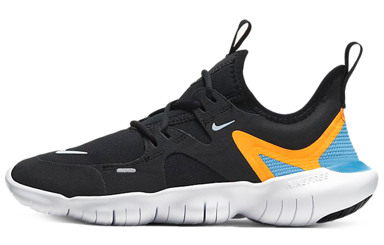 Nike Free RN 5.0 GS shock-absorbing, non-slip, low-top running shoes, black and orange, same style for men and women