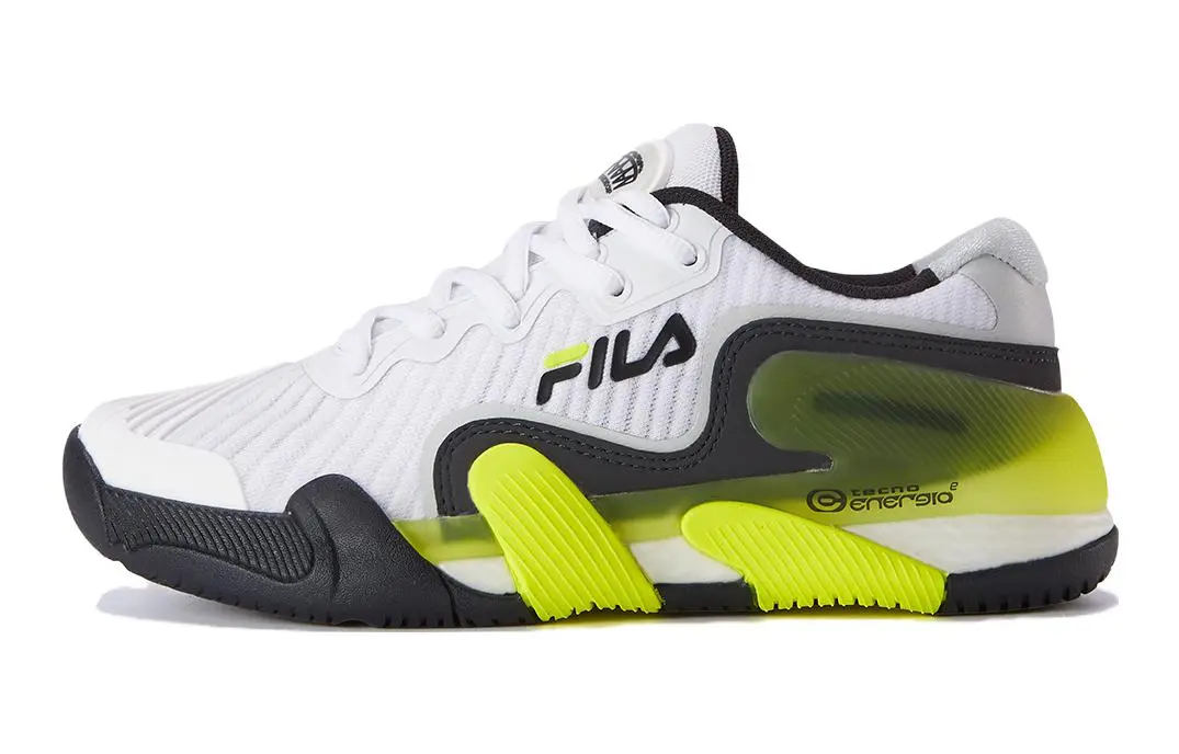 FILA KIDS Mesh Slip Resistant Anti Kick Cushioning Kids' Training Shoes White Yellow Korean Style Teenagers