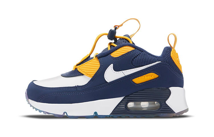 Nike Air Max 90 Toggle SE Retro Low Top Running Shoes White and Blue Small and Medium Children