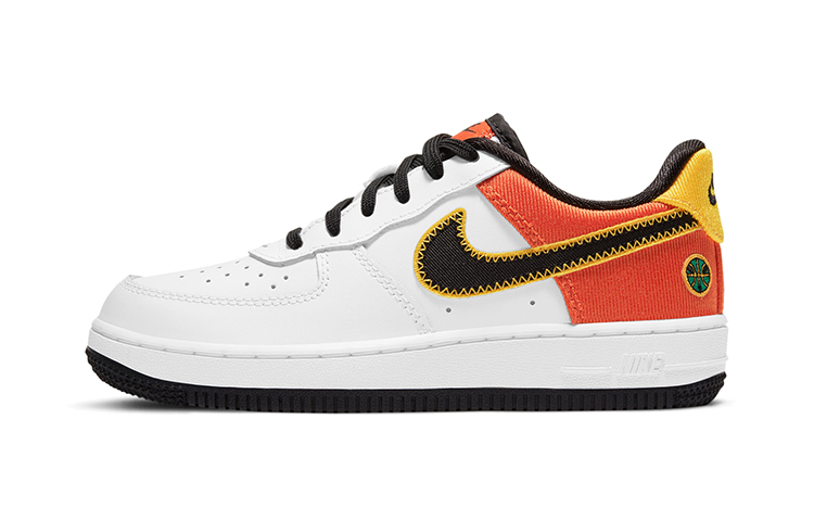 Nike Air Force 1 '07 LV8 \"Raygun\" wear-resistant low-top sneakers white black orange children