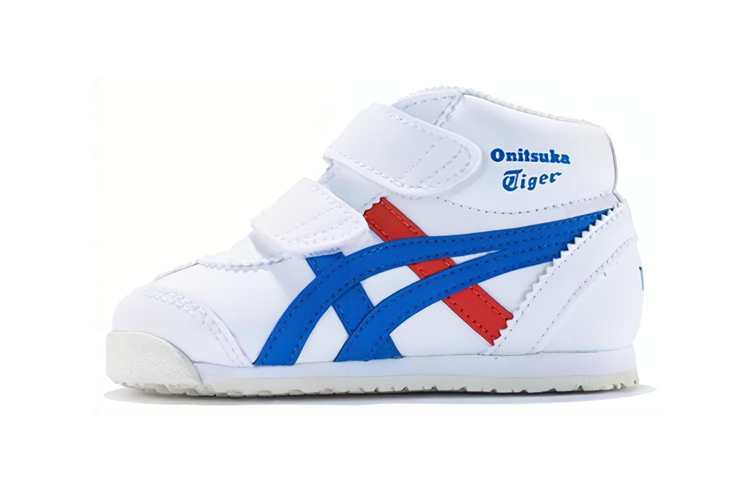 Детские кроссовки Onitsuka Tiger Mexico Mid Runner (бело-синие)